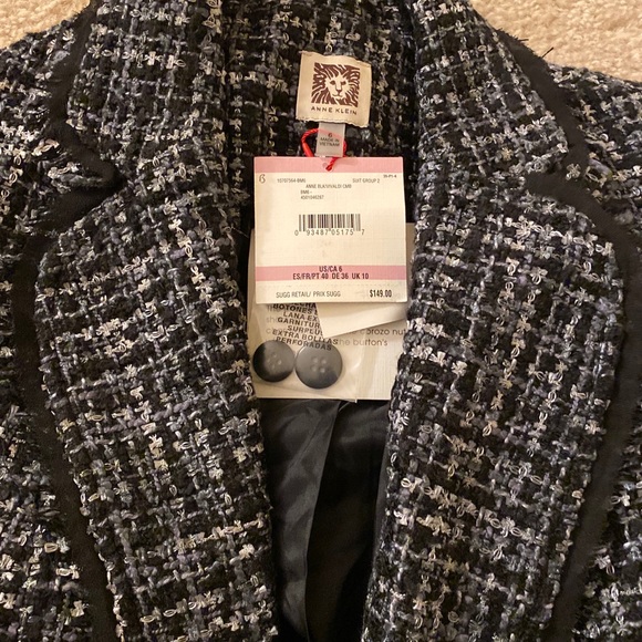 NWT Anne Klein Black and White Tweed Jacket - Picture 3 of 4